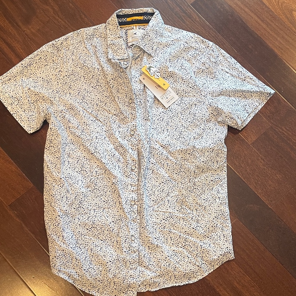 Denim & Flower White Shirt with Blue Dots